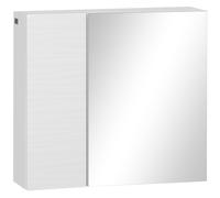 kleankin Bathroom Cabinet with Mirror, Double Door Wall Mounted Storage Cupboard Organizer with Adjustable Shelves, White White