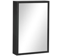 kleankin Bathroom Cabinet with Mirror, Wall Mounted Bathroom Mirror Cabinet with Storage Shelves, 40 x 12 x 60 cm, Black