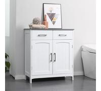 Kleankin Bathroom Floor Cabinet Free Standing Storage Cupboard with 2 Drawers in White Kleankin White
