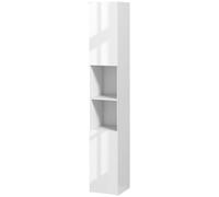 Kleankin Bathroom Floor Cabinet High Gloss Storage Cupboard with Doors in White Kleankin White