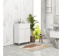 Kleankin Bathroom Floor Cabinet High Gloss Storage Cupboard with Drawer in White Kleankin White