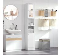 kleankin Bathroom Floor Storage Cabinet with Mirror and Shelves