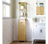 Tall Slim Bathroom Cabinet Freestanding Storage Organiser with Shelves Kleankin Light Brown One Size