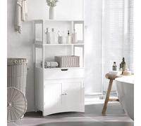 Kleankin Bathroom Floor Cabinet Storage Unit Kitchen Cupboard with Drawer Shelf in White Kleankin White