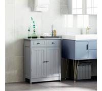 kleankin Bathroom Floor Storage Cabinet with Drawers Door, Grey