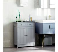 Kleankin Bathroom Floor Storage Cabinet w/ 2 Drawers Door Cupboard in Grey Kleankin Grey