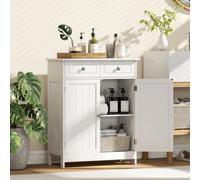 kleankin Bathroom Floor Storage Cabinet w/ 2 Drawers Door Cupboard Grey White