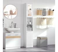 Kleankin Bathroom Floor Storage Cabinet With Mirror And Shelves Tallboy Unit