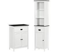 kleankin Bathroom Furniture Set, Bathroom Floor Cabinet with Drawer and Double Door, Tall Bathroom Cabinet with Drawer and Adjustable Shelf for Bathroom, White Aosom UK