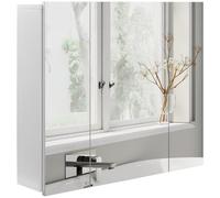 kleankin Bathroom Medicine Cabinet with Mirror Wall Mounted 3 Doors White | Bathroom Wall Cabinet with Mirror, Adjustable Shelves