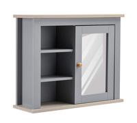 Kleankin Bathroom Mirror Cabinet Storage Organizer, Open Inside Shelves - Grey, Grey