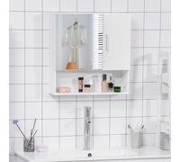 Kleankin Bathroom Mirror Cabinet Wall Mount Storage Organizer Door Shelves in White Kleankin White