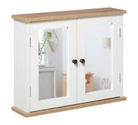 kleankin Bathroom Mirror Cabinet Wall Mounted Storage Cupboard with Double Door and Adjustable Shelf