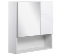 kleankin Bathroom Mirror Cabinet Wall-Mounted Storage w/ Double Door Adjustable Shelf - White