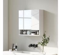 kleankin Wall Mounted Bathroom Storage Cupboard W/ Mirror and Shelf, White, White