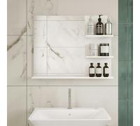 kleankin Wall-Mounted Vanity Mirror: 3-Tier Shelving Unit for Bathroom Storage & Organisation, White Aosom UK