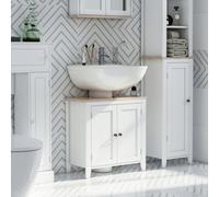 HOMCOM Bathroom Pedestal Under Sink Cabinet - White, White