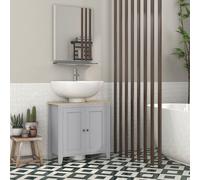 Kleankin Bathroom Pedestal Under Sink Cabinet with Adjustable Shelf, Grey Kleankin Grey