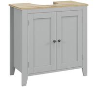 kleankin Bathroom Pedestal Under Sink Cabinet with Adjustable Shelf, Grey - Grey