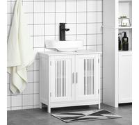 kleankin Bathroom Pedestal Under Sink Cabinet w/ Storage Shelf, White
