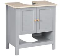 kleankin Bathroom Pedestal Under Sink Cabinet with Storage Shelf Double Door