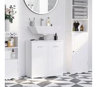 Kleankin Bathroom Pedestal Under Sink Cabinet With Storage Shelf Double Door