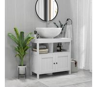 Kleankin Bathroom Pedestal Under Sink Cabinet With Storage Shelves, Door, White