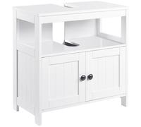 Kleankin Bathroom Pedestal Under Sink Cabinet With Storage Shelves, Door, White, White