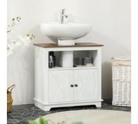 kleankin Under Sink Cabinet Bathroom Vanity Unit with Double Doors and Storage Shelves, 60 x 30 x 60cm, White