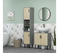 Kleankin Bathroom Sink Cabinet Freestanding Under Sink Storage Cabinet in Light Brown Kleankin Light Brown