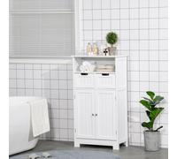 Kleankin Bathroom Storage Cabinet Freestanding Cupboard with Open Shelf in White Kleankin White