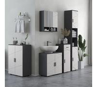 Kleankin Bathroom Storage Cabinet, Compact 2-Door Cupboard with Adjustable Shelves & Soft Close, Grey
