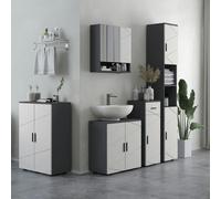 kleankin Bathroom Storage Cabinet, Small Bathroom Cabinet with Soft Close Doors - Grey
