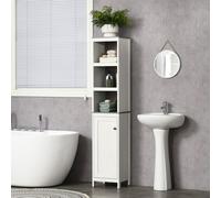 kleankin Tall Bathroom Storage Cabinet, Linen Tower with Adjustable Shelf, White