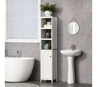 Tall Bathroom Storage Cabinet, Linen Tower with Adjustable Shelf, White