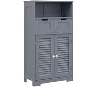 Kleankin Bathroom Storage Cabinet with Drawers, Louvred Doors, Open Compartment, Adjustable Shelf, Grey Aosom UK