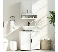 kleankin Bathroom Vanity Unit, Under Sink Cabinet with Shelf, White - White - Particle board - Modern
