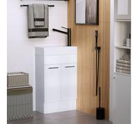 Kleankin Bathroom Vanity Unit Wash Basin Base Cabinet Two Doors With Ceramic in White Kleankin White