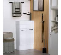 Kleankin Bathroom Vanity Unit Wash Basin Base Cabinet Two Doors With Ceramic in White Kleankin White