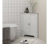 Kleankin Corner Bathroom Cabinet Freestanding Bathroom Storage Unit in White Kleankin White