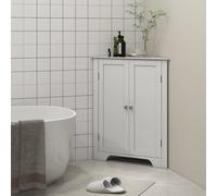 Kleankin Corner Bathroom Cabinet, Recessed Doors And Adjustable Shelf, White