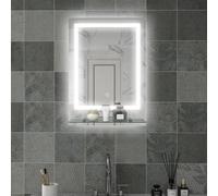 kleankin Dimmable Bathroom Mirror with Defogging Film and LED Lights, Clear