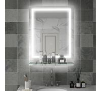 kleankin Dimmable Bathroom Mirror with LED Lights, Defogging Film, Clear