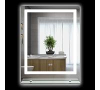 kleankin Dimmable Makeup Mirror with Storage Shelf, Bathroom Mirror with LED Lights, 3 Temperature Colours, Defogging Film and Memory Function, Hardwired, 70 x 50cm