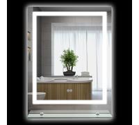 kleankin Dimmable Makeup Mirror with Storage Shelf, Bathroom Mirror with LED Lights, 3 Temperature Colours, Defogging Film and Memory Function, Hardwired, 80 x 60cm