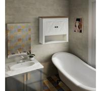 Kleankin Farmhouse Bathroom Wall Cabinet With Shelves, Ash Wood-Effect