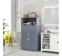 Kleankin Free Standing Bathroom Storage Cabinet with Louvred Doors, 2 Drawers in Grey Kleankin Grey