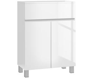 Kleankin Freestanding Bathroom Cabinet: High Gloss Storage with Drawer, Adjustable Shelf, White