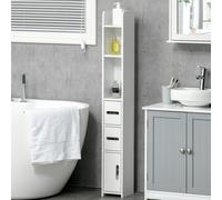 kleankin Freestanding Bathroom Cabinet with Open Shelves 3 Cupboards - White