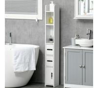 Kleankin Freestanding Bathroom Cabinet W/ Shelves - White, White